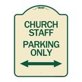 Signmission Church Staff Parking W/ Bidirectional Arrow Heavy-Gauge Aluminum Sign, 24" x 18", TG-1824-24260 A-DES-TG-1824-24260